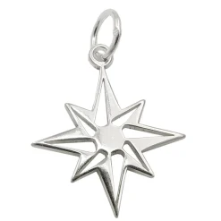 Anhänger Stern Windrose 14mm aus 925 Silber glänzend schlicht