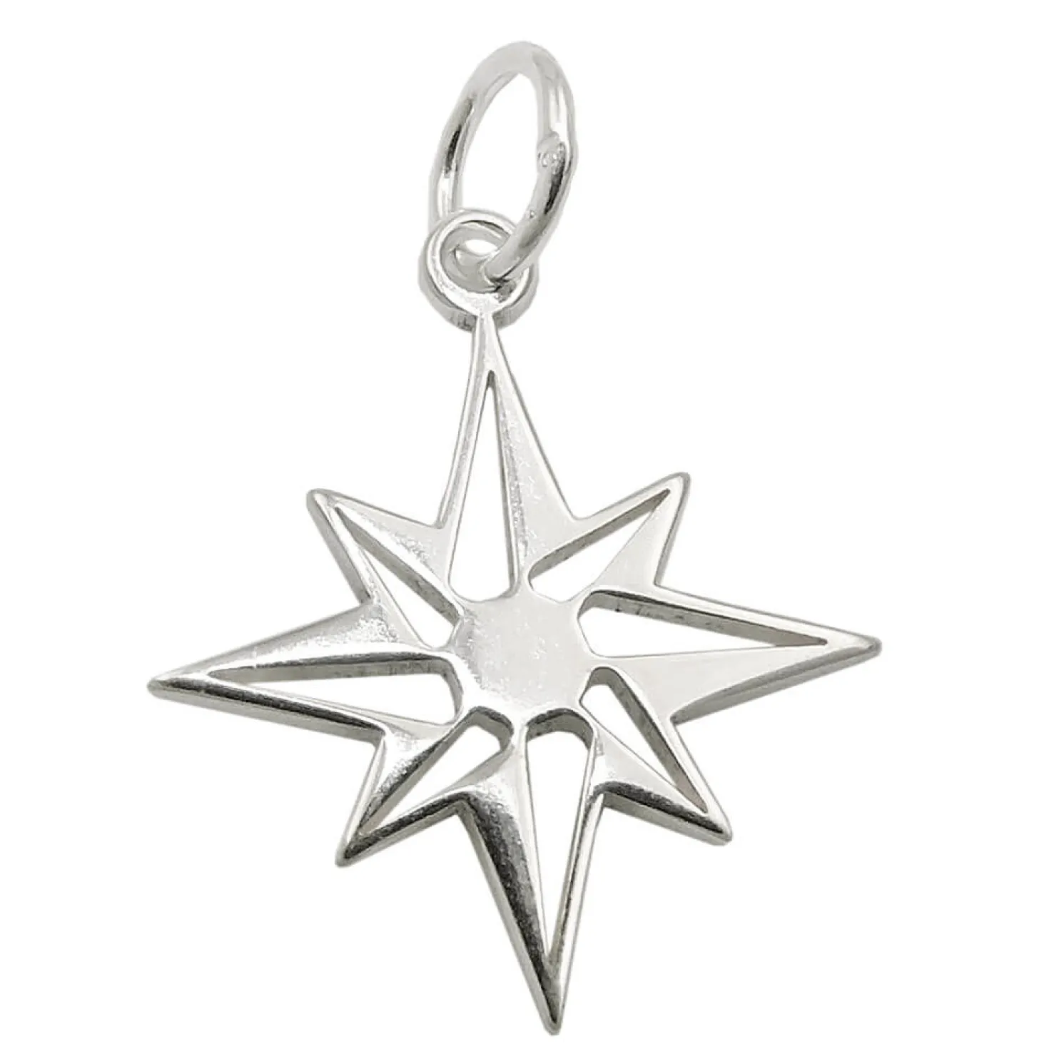 Anhänger Stern Windrose 14mm aus 925 Silber glänzend schlicht