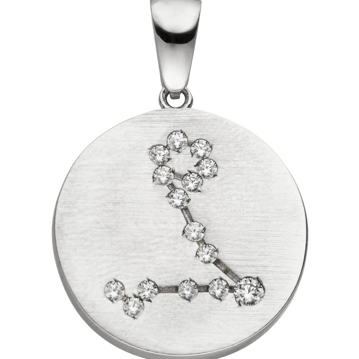 Anhänger Sternzeichen Fische 15 Zirkonia 925 Silber mattiert rund Halsschmuck