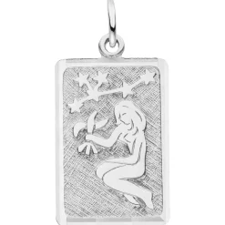 Anhänger Sternzeichen Jungfrau aus 925 Silber mattiert rechteckig 20,8x12,1mm
