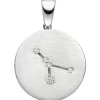 Anhänger Sternzeichen Krebs mit 5 Zirkonia 925 Silber mattiert rund Halsschmuck