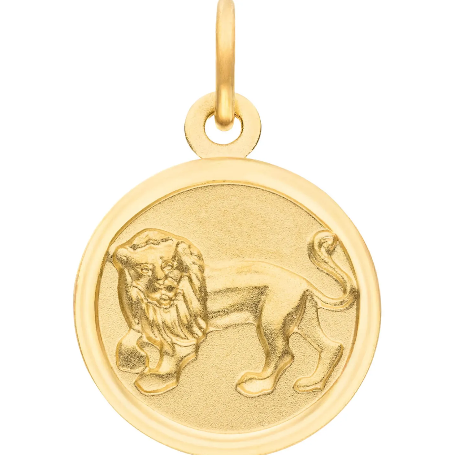 Anhänger Sternzeichen Löwe aus 333 Gold Gelbgold mattiert rund Ø 12mm