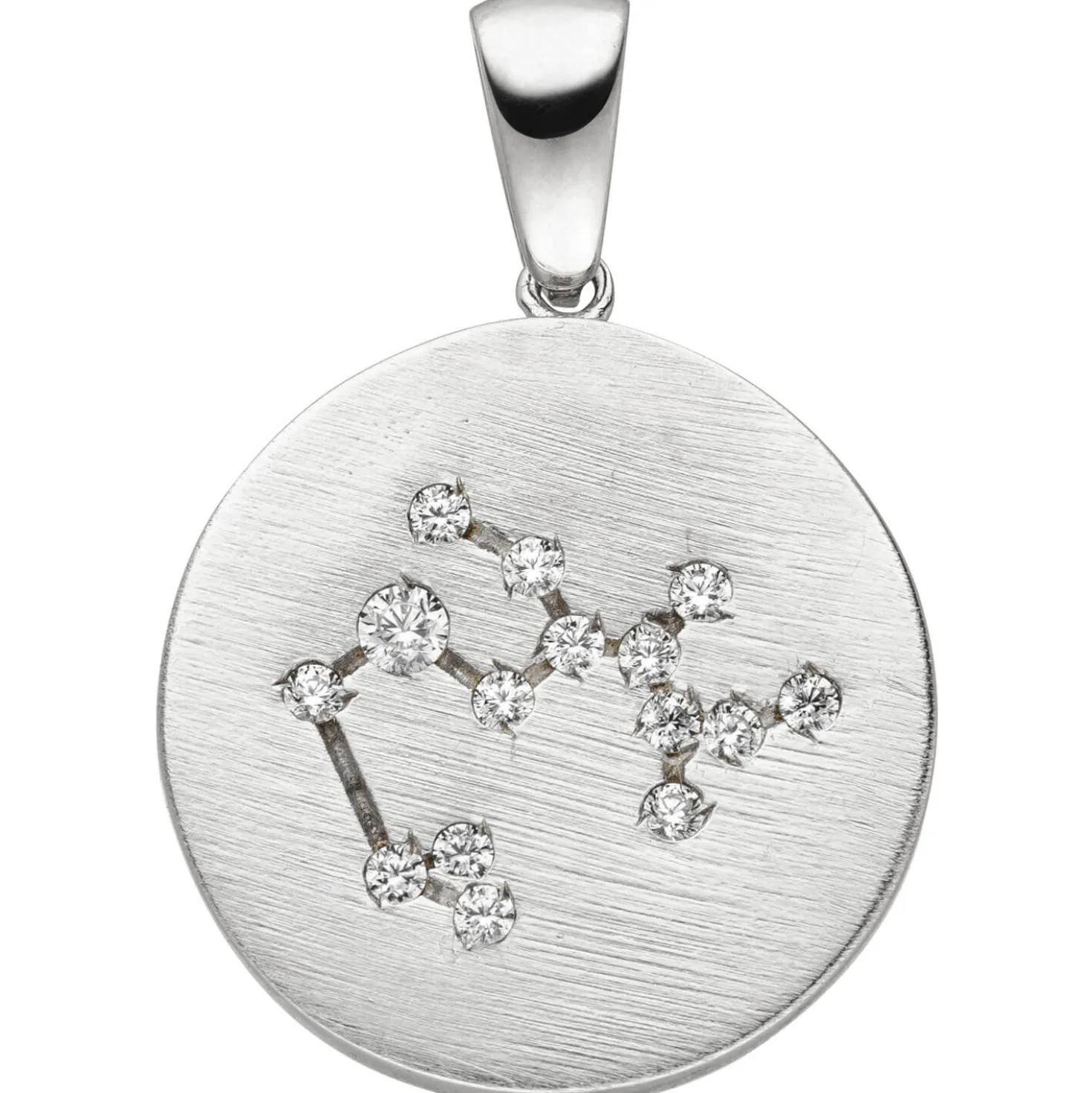 Anhänger Sternzeichen Schütze 15 Zirkonia 925 Silber mattiert rund Halsschmuck
