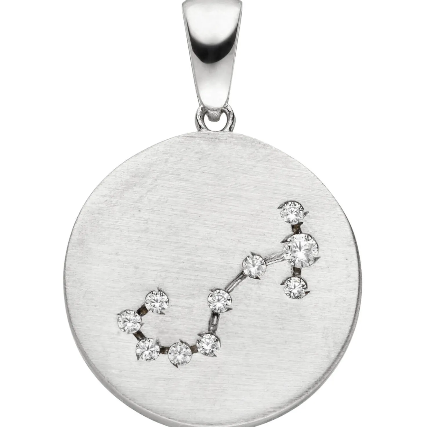 Anhänger Sternzeichen Skorpion 10 Zirkonia 925 Silber mattiert rund Halsschmuck