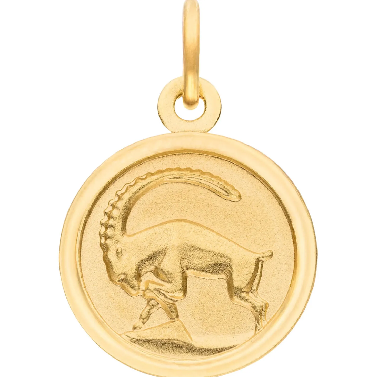 Anhänger Sternzeichen Steinbock aus 333 Gold Gelbgold mattiert rund Ø 12mm