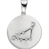 Anhänger Sternzeichen Steinbock 10 Zirkonia 925 Silber mattiert rund Halsschmuck