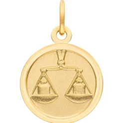 Anhänger Sternzeichen Waage aus 333 Gold Gelbgold mattiert rund Ø 12mm