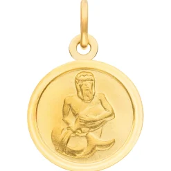 Anhänger Sternzeichen Wassermann aus 333 Gold Gelbgold mattiert rund Ø 12mm