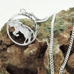 Anhänger Sternzeichen Widder mit 1,4mm Flachpanzer-Kette aus 925 Silber 45cm