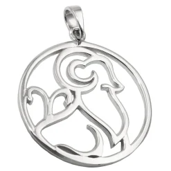 Anhänger Sternzeichen Widder 21mm aus 925 Silber rhodiniert glänzend