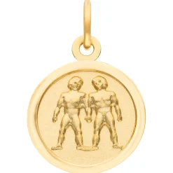Anhänger Sternzeichen Zwilling aus 333 Gold Gelbgold mattiert rund Ø 12mm