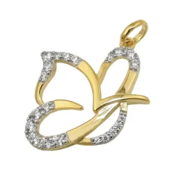 Anhänger stilisierter Schmetterling 17x19mm mit Zirkonia 9Kt 375 Gold Gelbgold