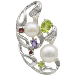 Anhänger Süßwasser Perlen Amethyst Granat Peridot multicolor 925 Silber Damen