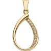 Anhänger Tropfen aus 333 Gold Gelbgold mit 11 Zirkonia 21,7x13mm glänzend