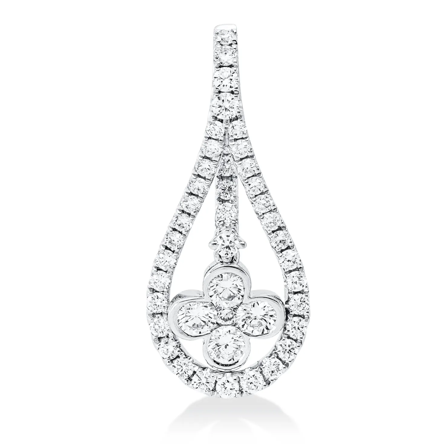 Anhänger Tropfen aus 750 Weißgold 43 Brillanten 0,62ct TW-SI 23,2x10mm