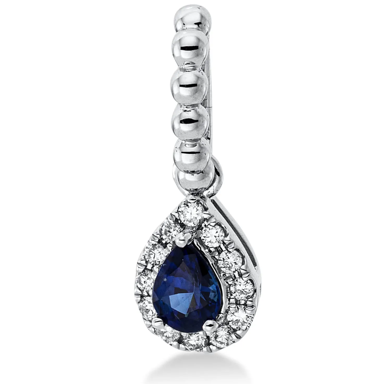 Anhänger Tropfen aus 750 Weißgold Saphir 0,17ct blau 12 Brillanten 0,05ct TW-SI