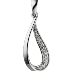 Anhänger Tropfen mit 10 Zirkonia weiß 925 Silber rhodiniert Halsschmuck Damen