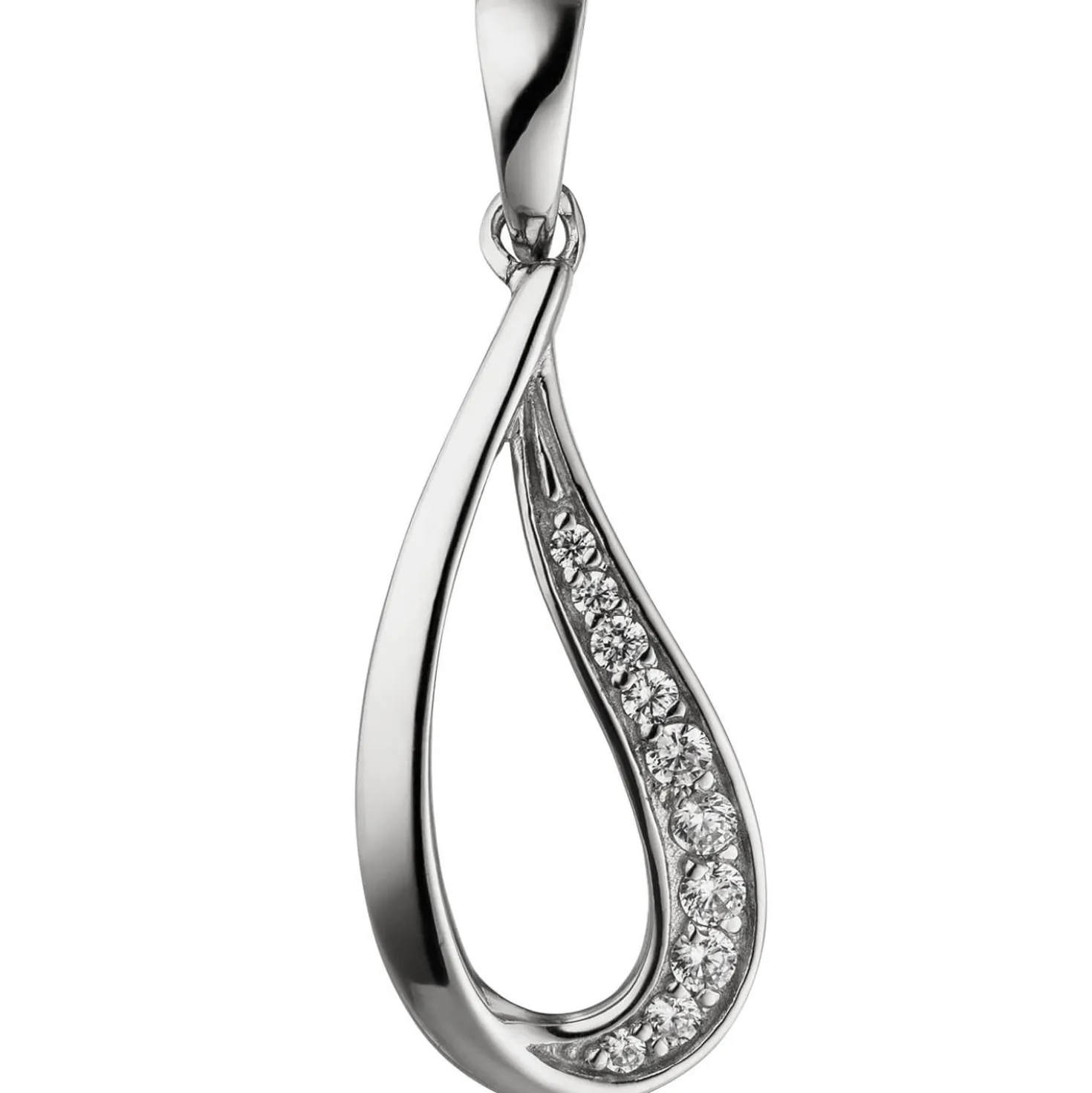 Anhänger Tropfen mit 10 Zirkonia weiß 925 Silber rhodiniert Halsschmuck Damen