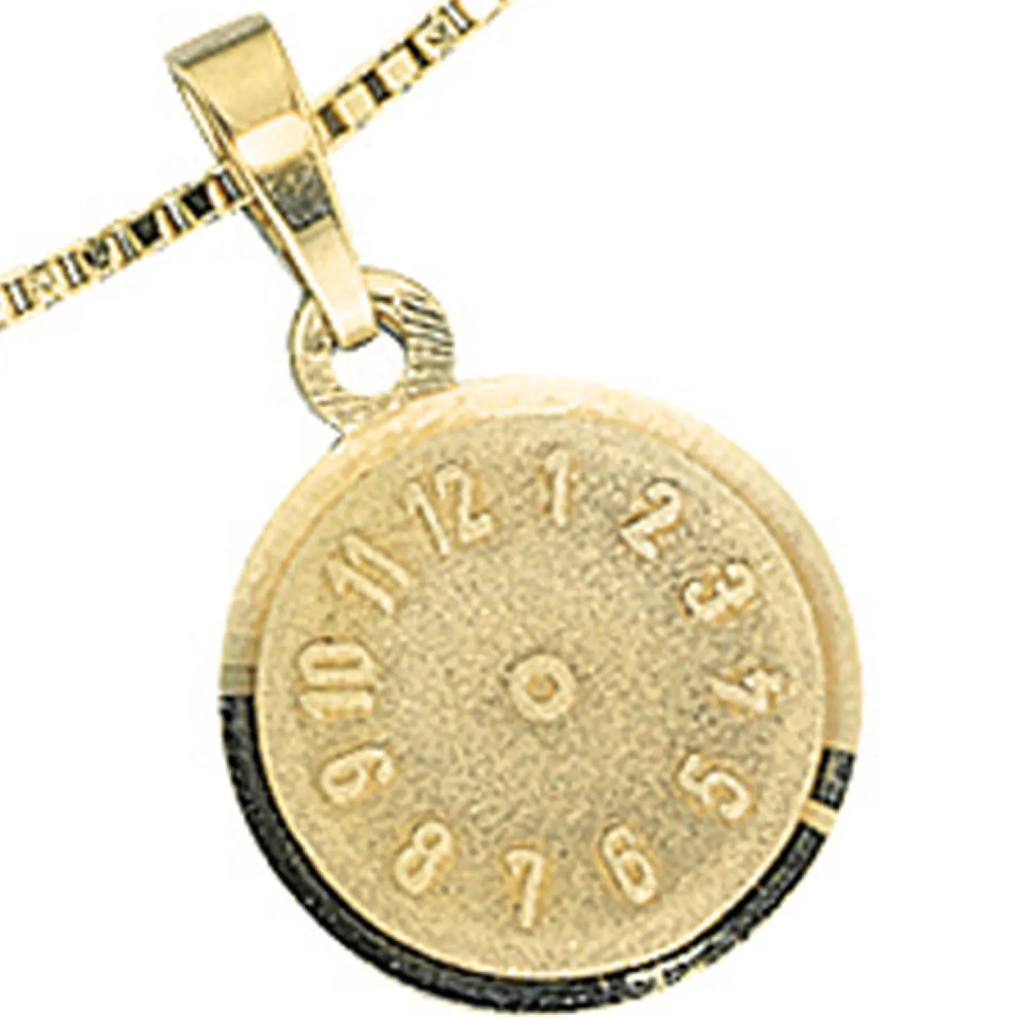 Anhänger Uhr Taufuhr ohne Zeiger aus 333 Gold Gelbgold für Kinder