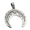 Anhänger Viertelmond Mondsichel mit Blumen 17x18mm aus 925 Silber geschwärzt