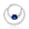 Anhänger 750 Weißgold Saphir 0,45ct blau 30 Brillanten 0,56ct TW-SI 17,5x17,8mm