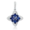 Anhänger 750 Weißgold 8 Saphire 0,81ct blau 34 Brillanten 0,19ct TW-SI 22x14,7mm