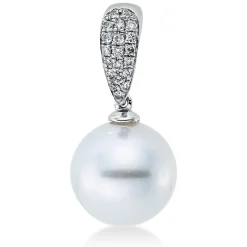 Anhänger 750 Weißgold Südsee-Perle 11mm weiß 20 Brillanten 0,1ct W-SI 21x3,7mm