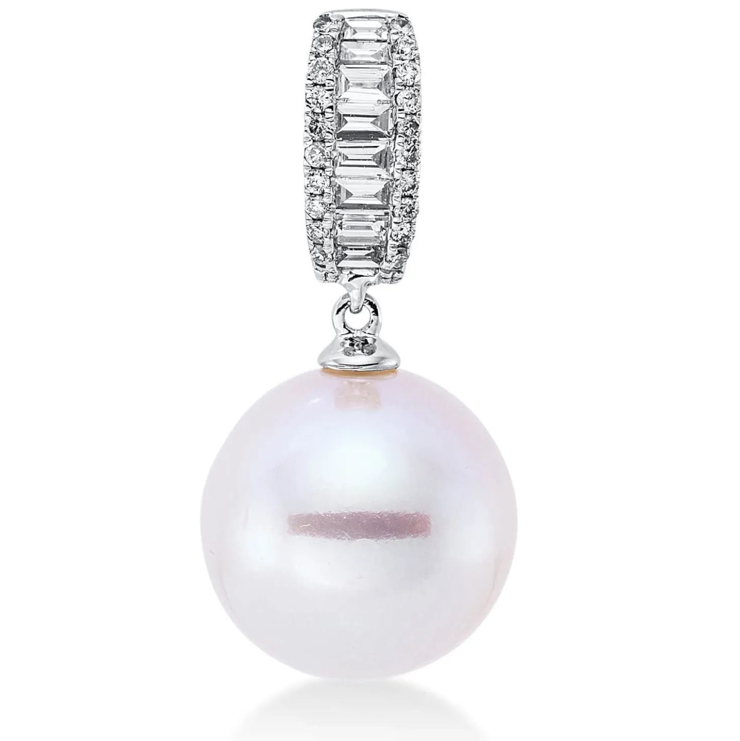 Anhänger 750 Weißgold Südsee-Perle 11mm weiß 28 Diamanten 0,23ct W-SI 23,5x4mm