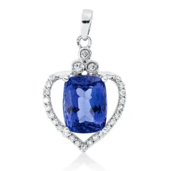 Anhänger 750 Weißgold Tansanit 2,62ct blau 24 Brillanten 0,15ct F-SI 21,6x13mm