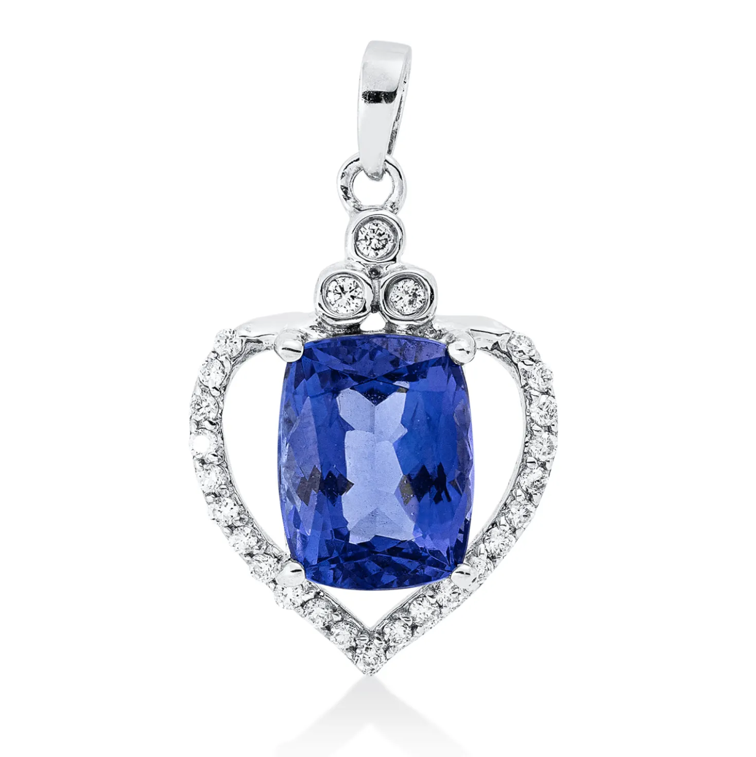 Anhänger 750 Weißgold Tansanit 2,62ct blau 24 Brillanten 0,15ct F-SI 21,6x13mm