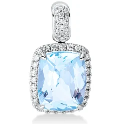 Anhänger 750 Weißgold Topas 4,3ct skyblue 44 Brillanten 0,21ct TW-SI 18,9x10,3mm