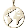 Anhänger Weltkarte aus 333 Gold Gelbgold rund Ø19,8mm flach glänzend Halsschmuck