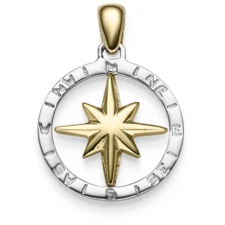 Anhänger Windrose Kompass 24x18mm aus 585 Gold Gelbgold Weißgold glänzend