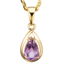 Anhänger 7,7x13,9mm Amethyst hellviolett Tropfen spitzoval 333 Gold Gelbgold