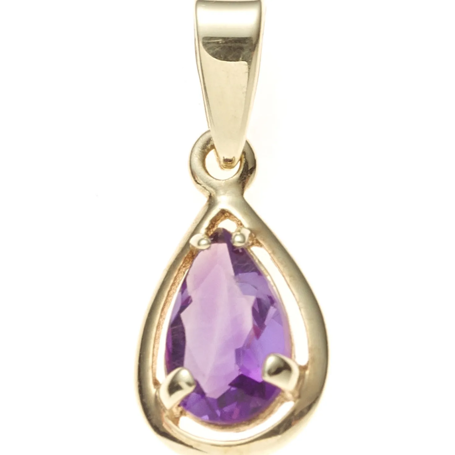 Anhänger 7,7x13,9mm Amethyst hellviolett Tropfen spitzoval 333 Gold Gelbgold