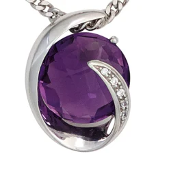 Anhänger 11,5x15,6mm Amethyst lila & Diamanten 0.02Ct W/P1 585 Gold Weißgold