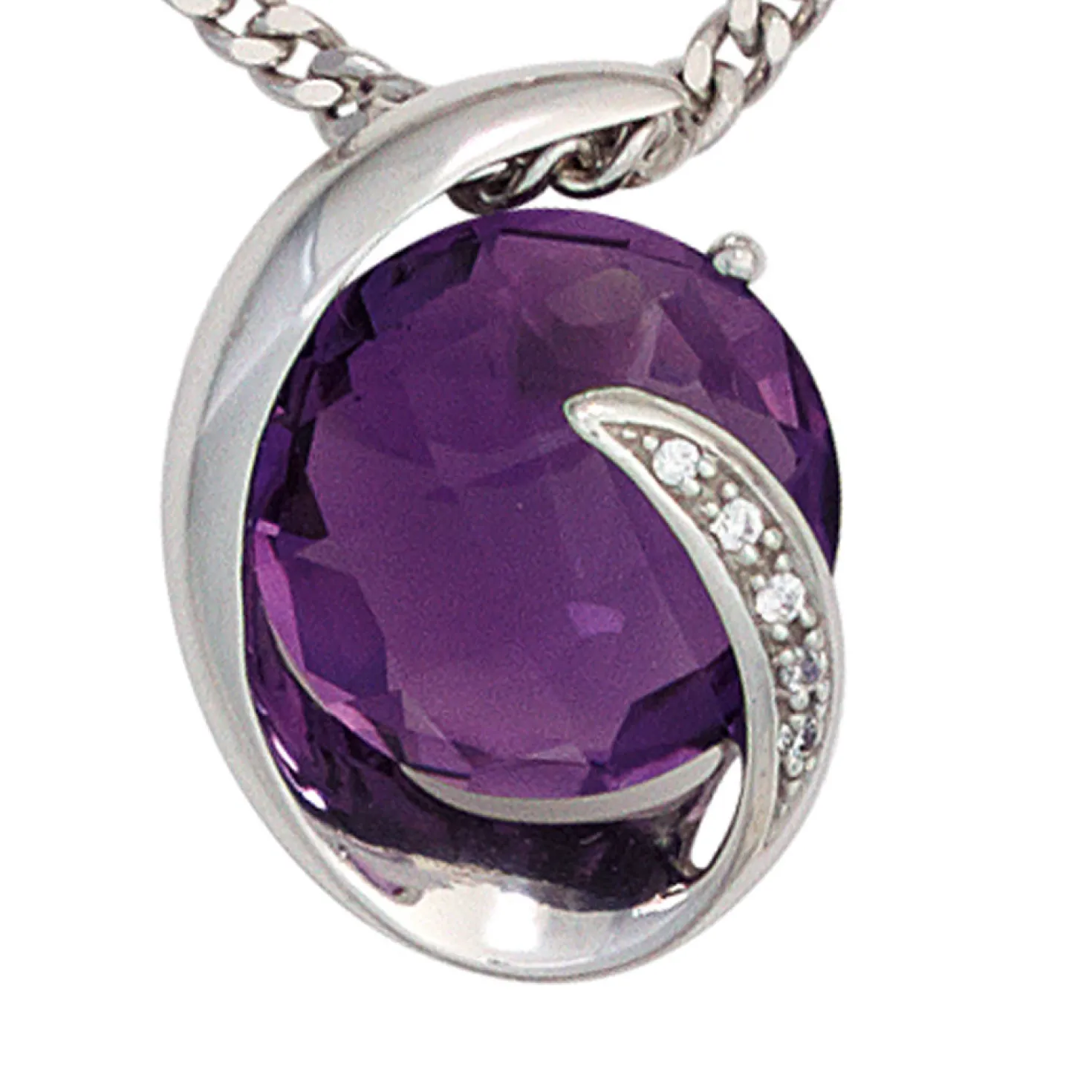 Anhänger 11,5x15,6mm Amethyst lila & Diamanten 0.02Ct W/P1 585 Gold Weißgold