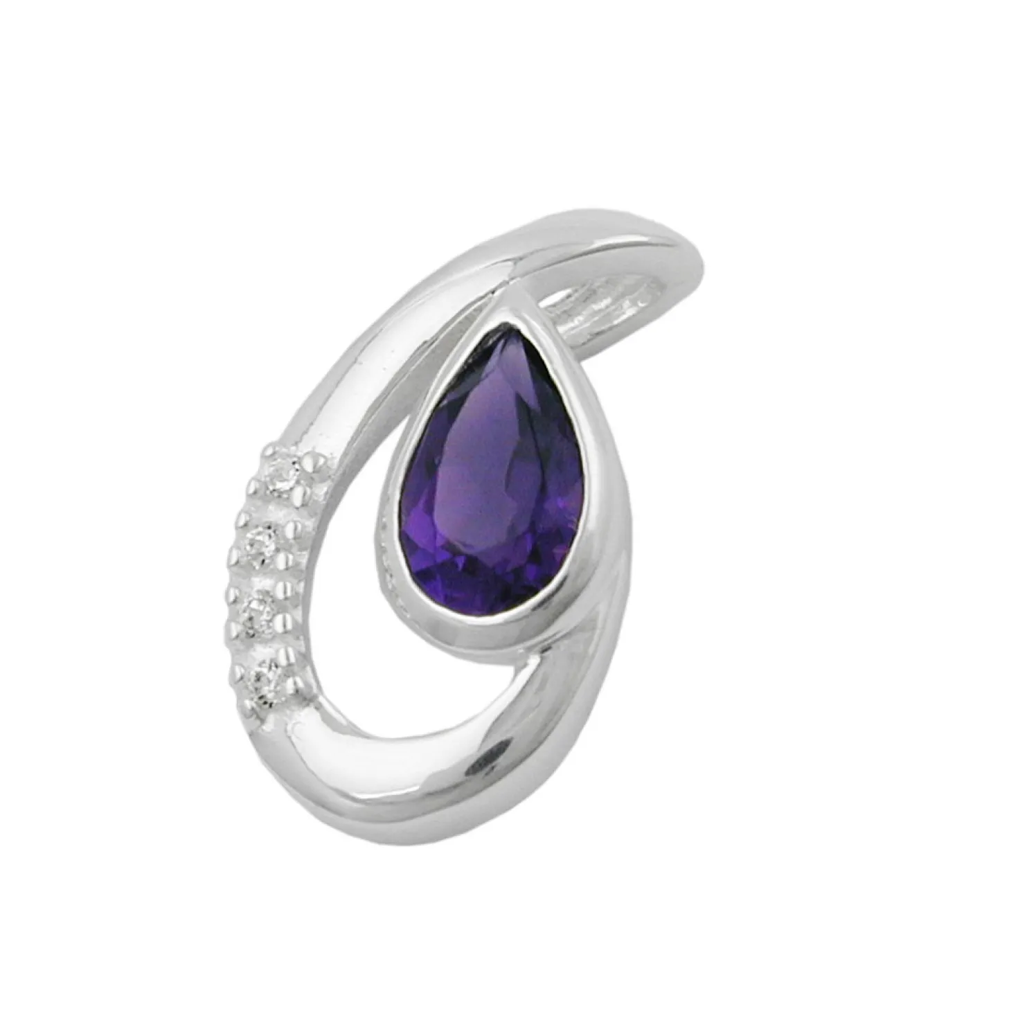 Anhänger 18x10mm Amethyst Zirkonia lila violett 925 Silber Silberanhänger Damen