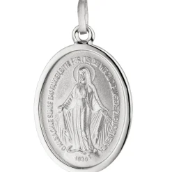 Anhänger 15,3x23,1mm Amulett Milagrosa oval 925 Silber rhodiniert teilmattiert