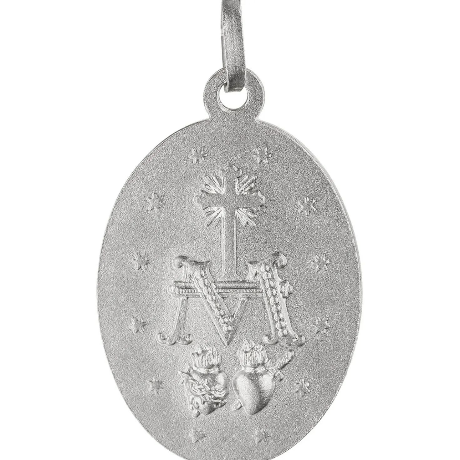 Anhänger 15,3x23,1mm Amulett Milagrosa oval 925 Silber rhodiniert teilmattiert