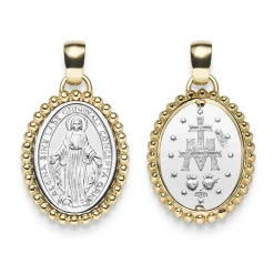 Anhänger 20x14mm Amulett mit Madonna Gravur 585 Gold Gelbgold Weißgold