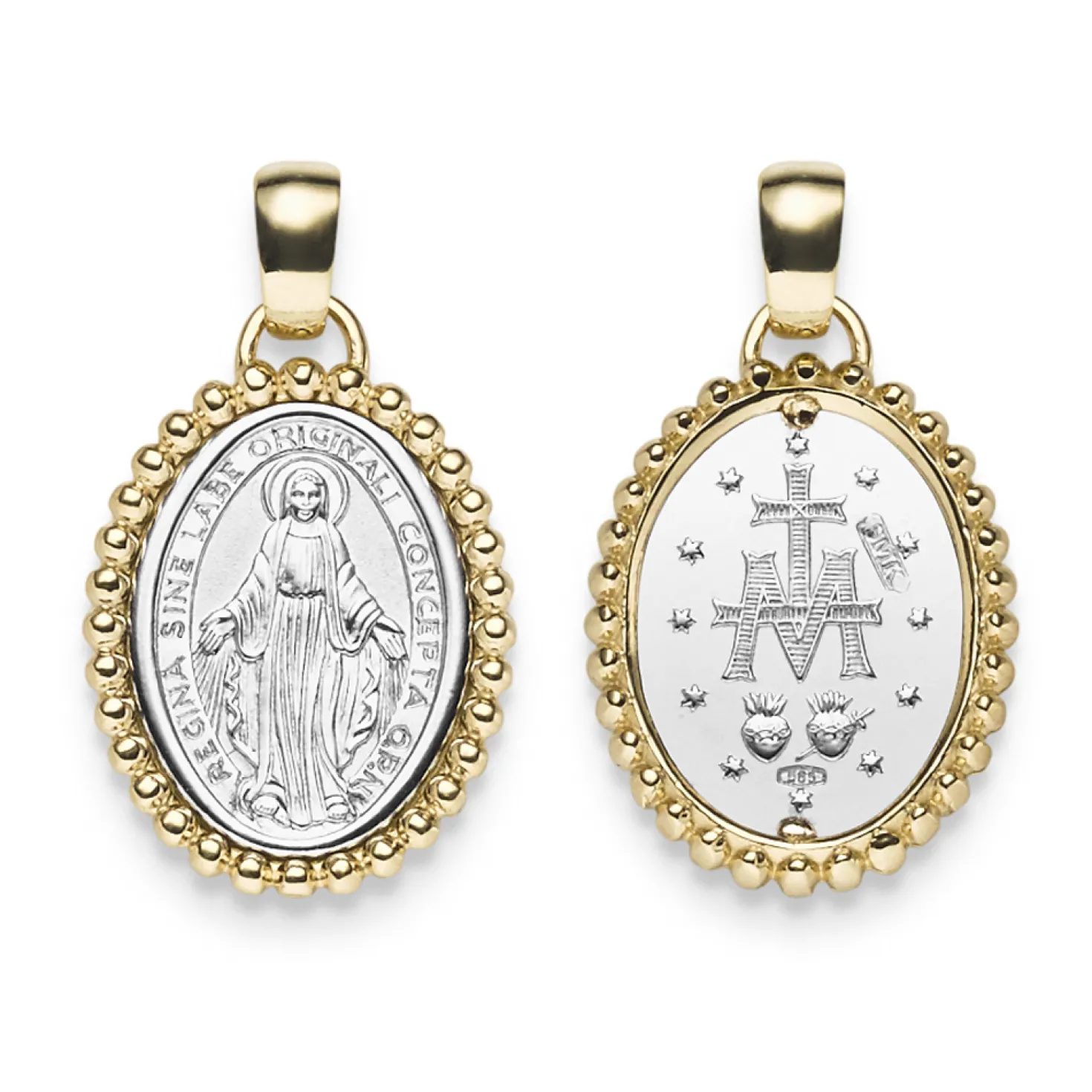 Anhänger 20x14mm Amulett mit Madonna Gravur 585 Gold Gelbgold Weißgold