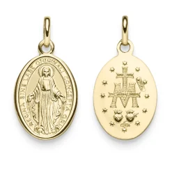 Anhänger 18x11,5mm Amulett mit Madonna Gravur Schrift 585 Gold Gelbgold