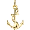 Anhänger 14,3x22,4mm Anker Schiffsanker mit Seil aus echtem 333 Gold Gelbgold