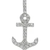 Anhänger 10x19,7mm Anker Schifsanker mit weißen Zirkonia 925 Silber rhodiniert