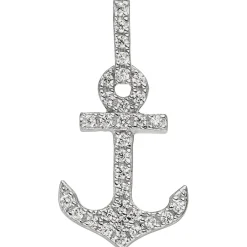 Anhänger 10x19,7mm Anker Schifsanker mit weißen Zirkonia 925 Silber rhodiniert