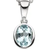 Anhänger 7,3x18mm Aquamarin & Diamant 0.01Ct W/SI 585 Weißgold Solitär hellblau