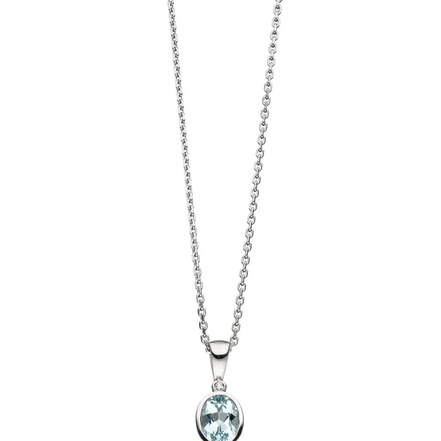 Anhänger 7,3x18mm Aquamarin & Diamant 0.01Ct W/SI 585 Weißgold Solitär hellblau