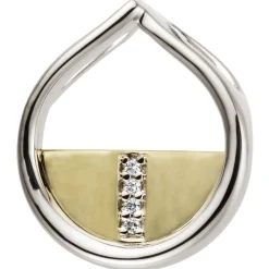 Anhänger 14,3x16,3mm aus 585 Gelbgold & Weißgold mit 4 Brillanten 0,02ct