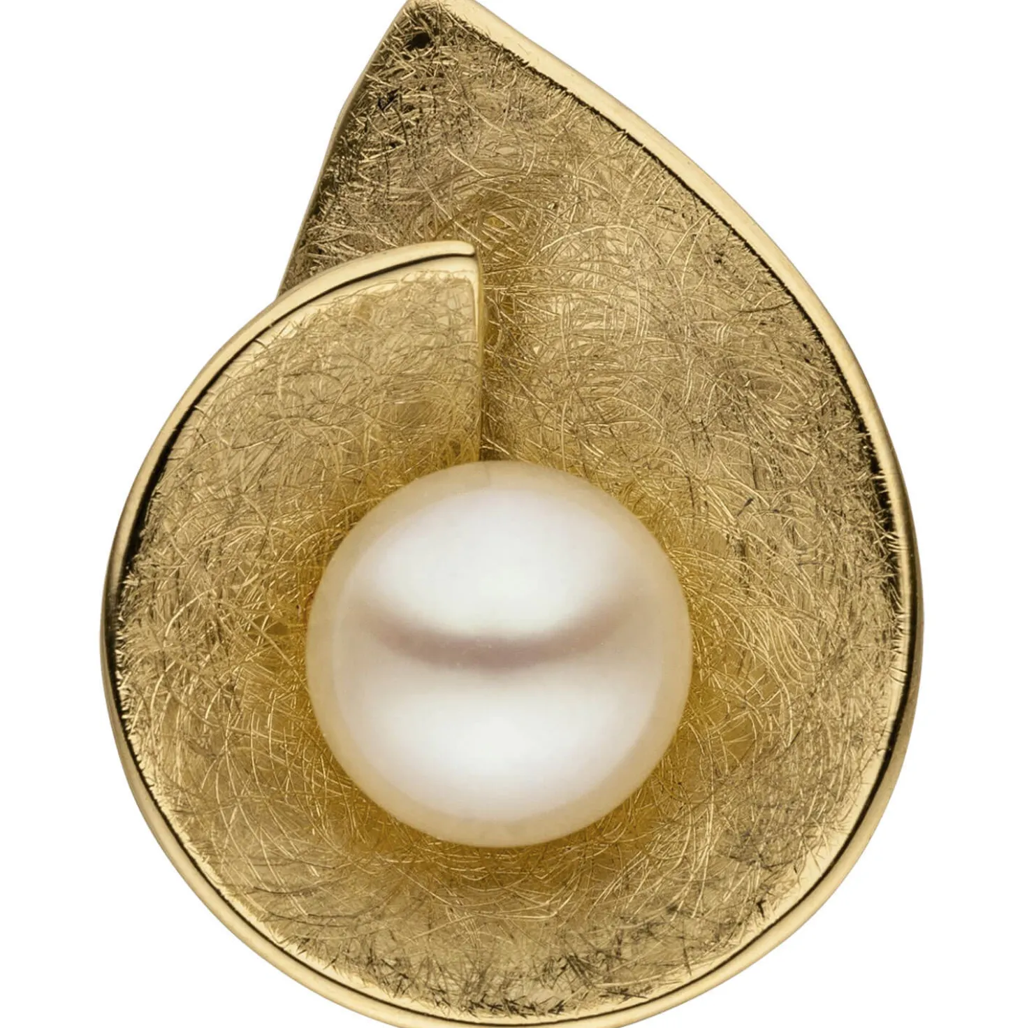 Anhänger 15,9x20,4mm aus 585 Gold Gelbgold eismattiert mit Süßwasser Perle Damen